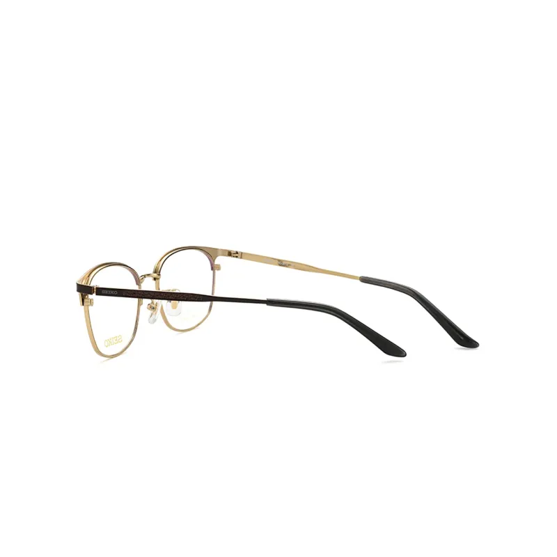 SEIKO Square Eyeglass Frames Men's Brown/Gold-2