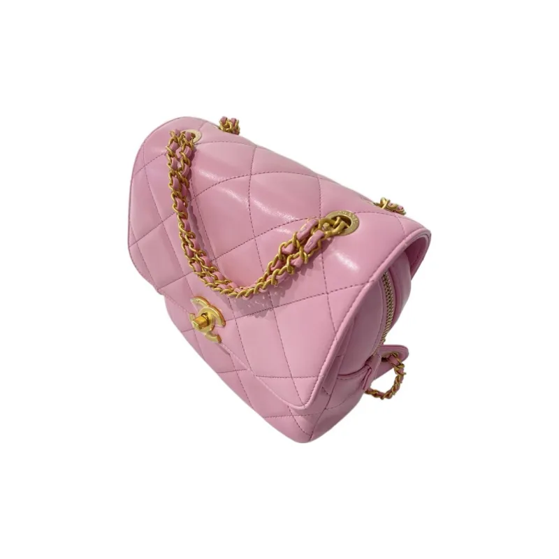 CHANEL 23P SS Sheepskin Backpack Women's Pink-1