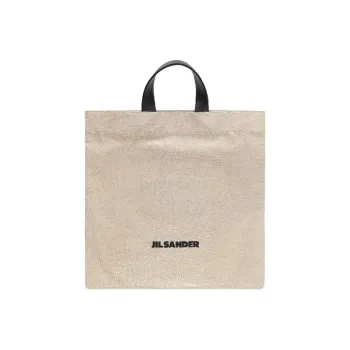 JIL SANDER Cotton And Linen Blend Tote Bag Shopping Bag Handbag Women's Light Brown