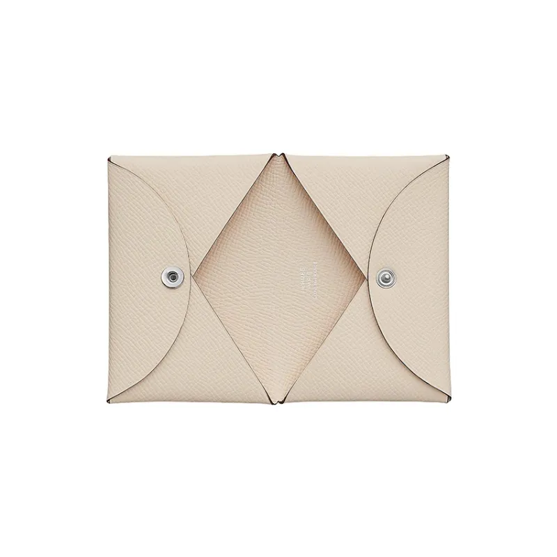 HERMES Calvi Epsom Calfskin Coin Purse Wallets Card Holders Unisex 10 Craie Milkshake White-1