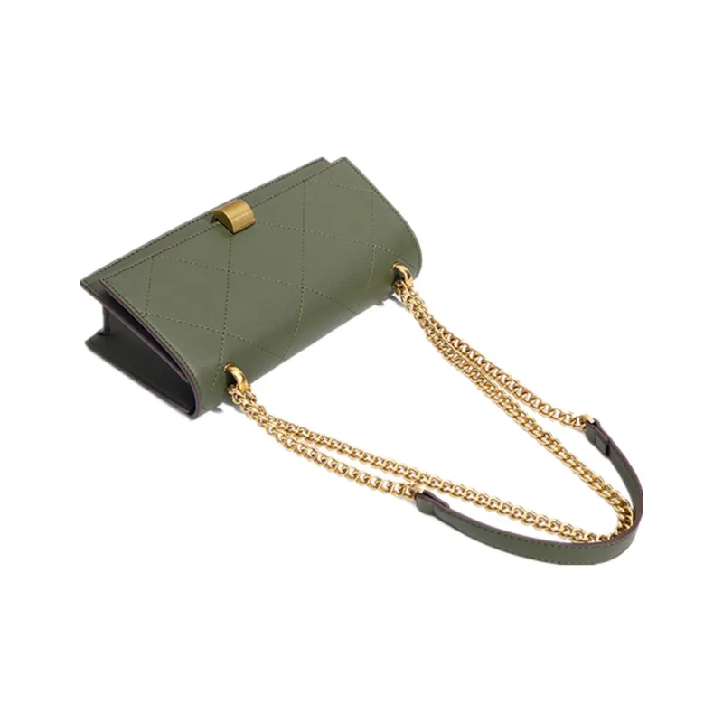 NOMK PU Baguette Bag Chain Small Square Bag Shoulder Bag Crossbody Bag Women's Green/Black/Burgundy-5