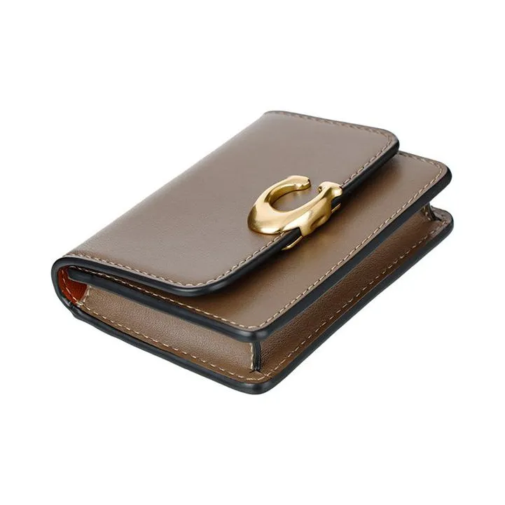COACH Bandit Cow Leather Card Holder Wallet Regular Unisex Brown Wood-3