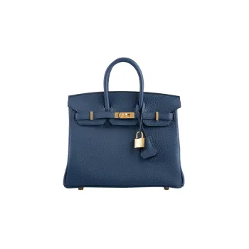 HERMES Birkin Togo Calfskin Birkin Bag Handbag Women's 7P Bleu De Prusse Prussian Blue