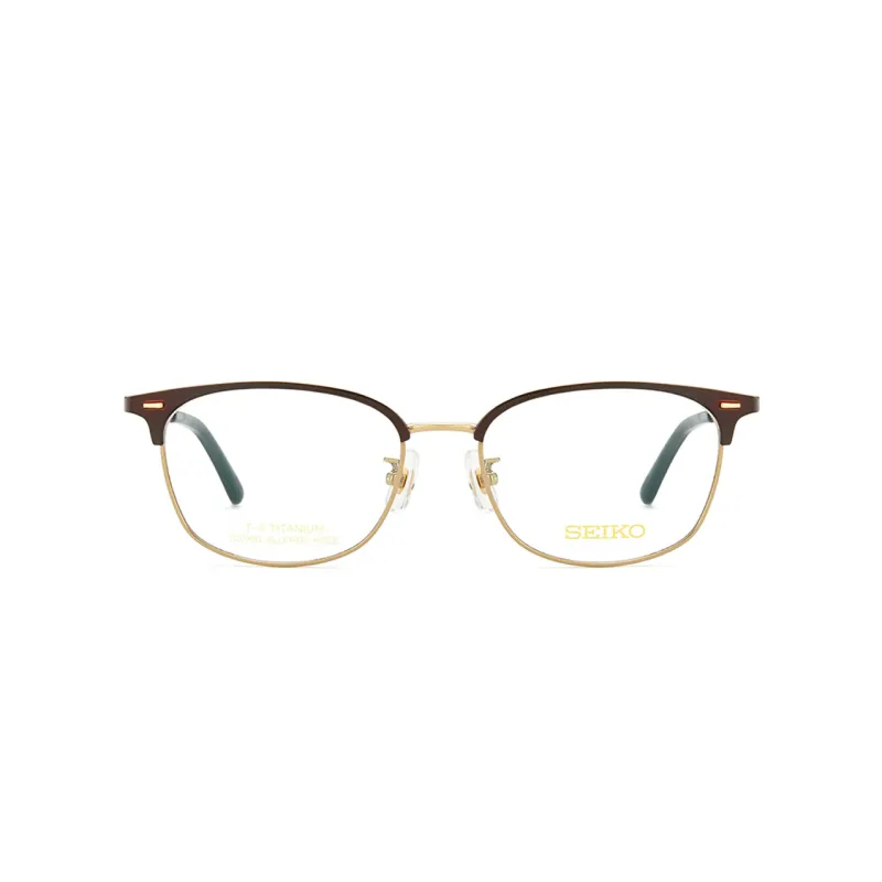 SEIKO Square Eyeglass Frames Men's Brown/Gold-1