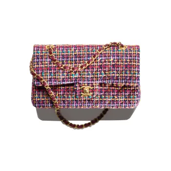 CHANEL Classic Flap CF Wool Twill Soft Woolen Shoulder Bag, Crossbody Bag Women's Multicolor