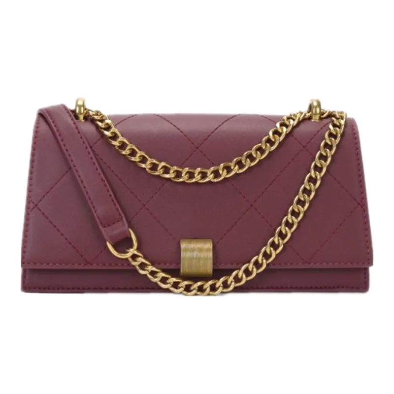 NOMK PU Baguette Bag Chain Small Square Bag Shoulder Bag Crossbody Bag Women's Green/Black/Burgundy-15