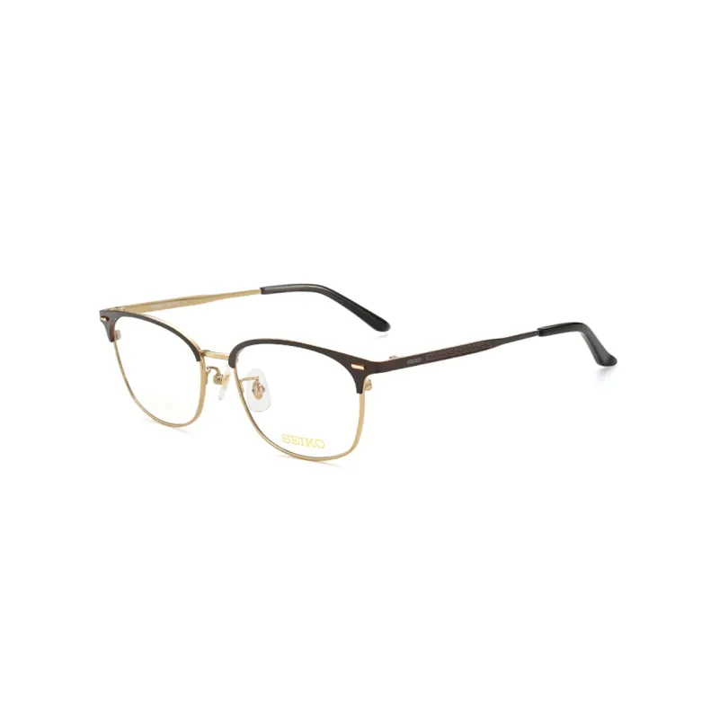 SEIKO Square Eyeglass Frames Men's Brown/Gold-0