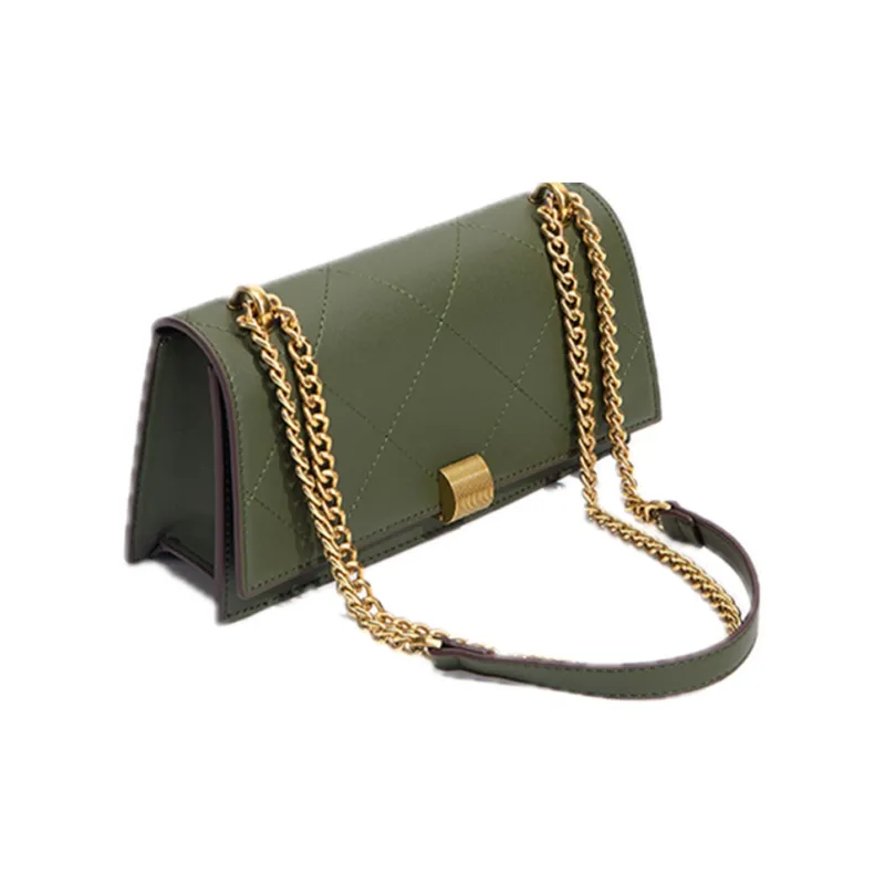 NOMK PU Baguette Bag Chain Small Square Bag Shoulder Bag Crossbody Bag Women's Green/Black/Burgundy-3