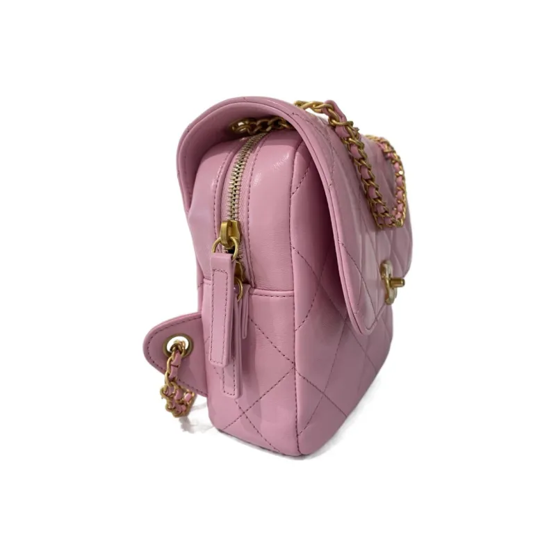 CHANEL 23P SS Sheepskin Backpack Women's Pink-2