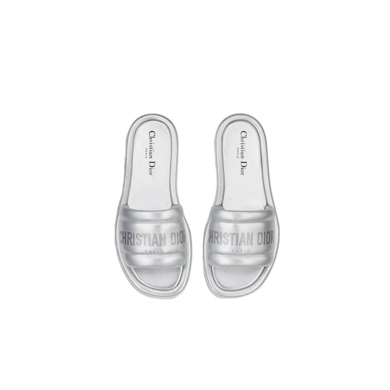 DIOR Every D Slide Slippers Women's Silver-3