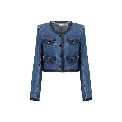 Self-portrait Cropped Coats Women's Blue