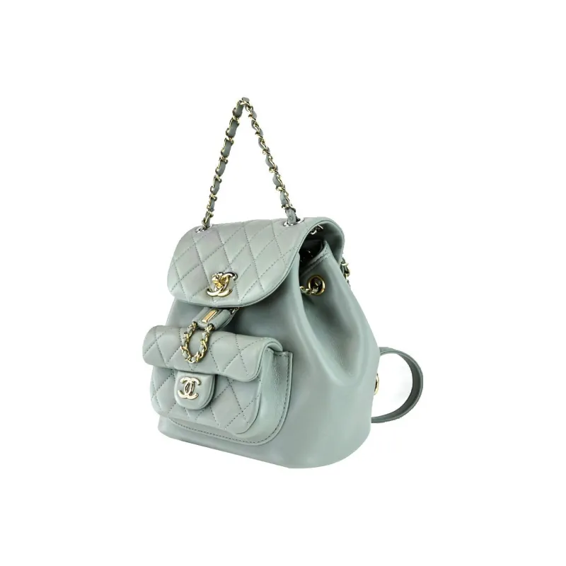 CHANEL Duma Cow Leather Backpack Women's Gray Green-1