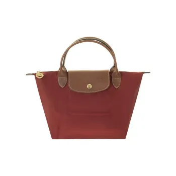 LONGCHAMP Le Pliage Canvas With Leather Handbag Small Size Women's Red