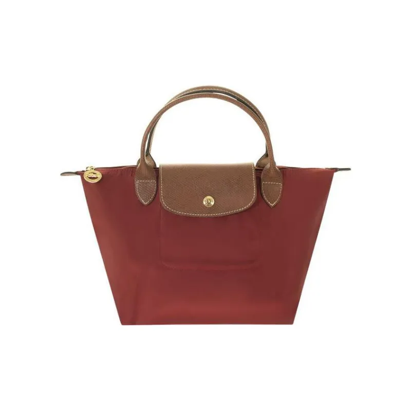 LONGCHAMP Le Pliage Canvas With Leather Handbag Small Size Women's Red-0