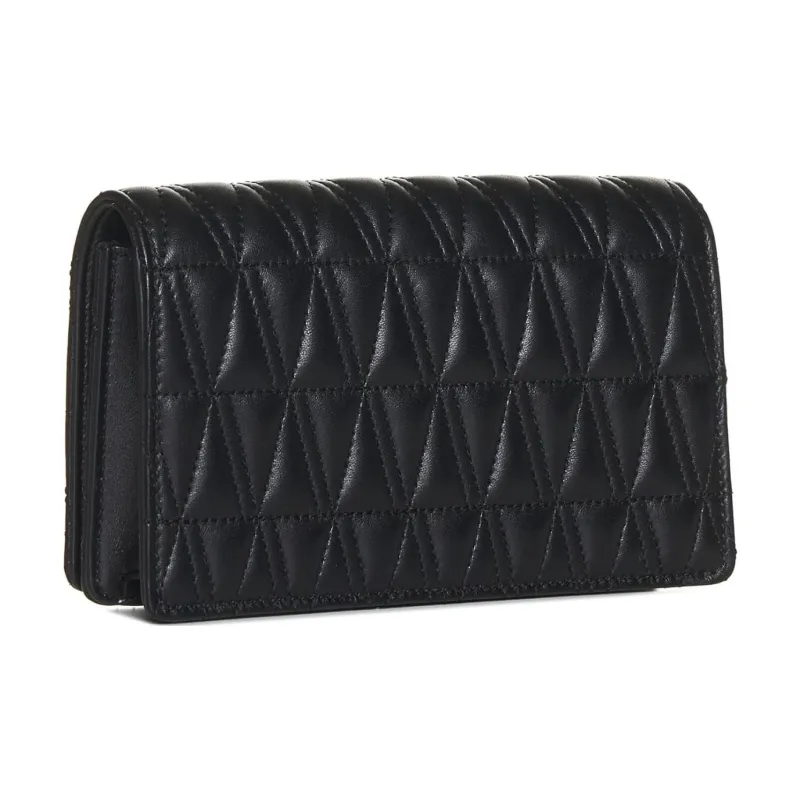 VERSACE Virtus Sheepskin One Shoulder Crossbody Clutches Women's Black-3