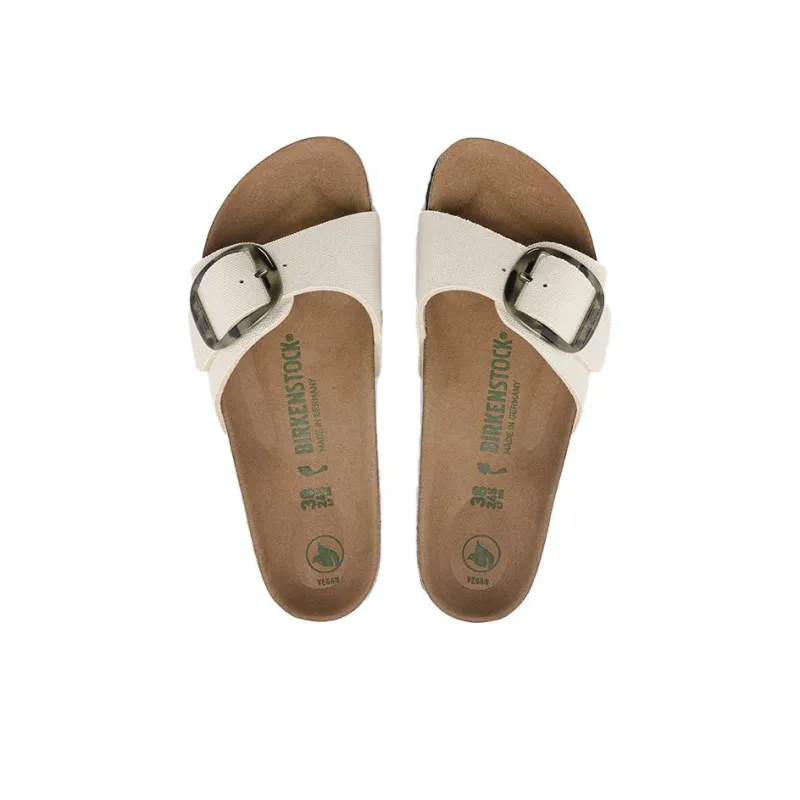 Birkenstock Madrid Vegan Big Buckle Textile Narrow Fit Sandals 'Eggshell' Women's-3
