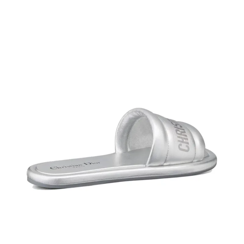 DIOR Every D Slide Slippers Women's Silver-4