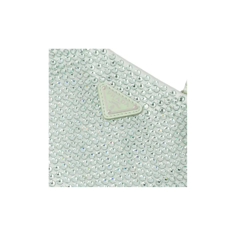 PRADA Embellished Satin Handbag Aqua-4