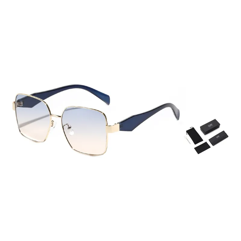 KENMO Brass Square Sunglasses Unisex-4