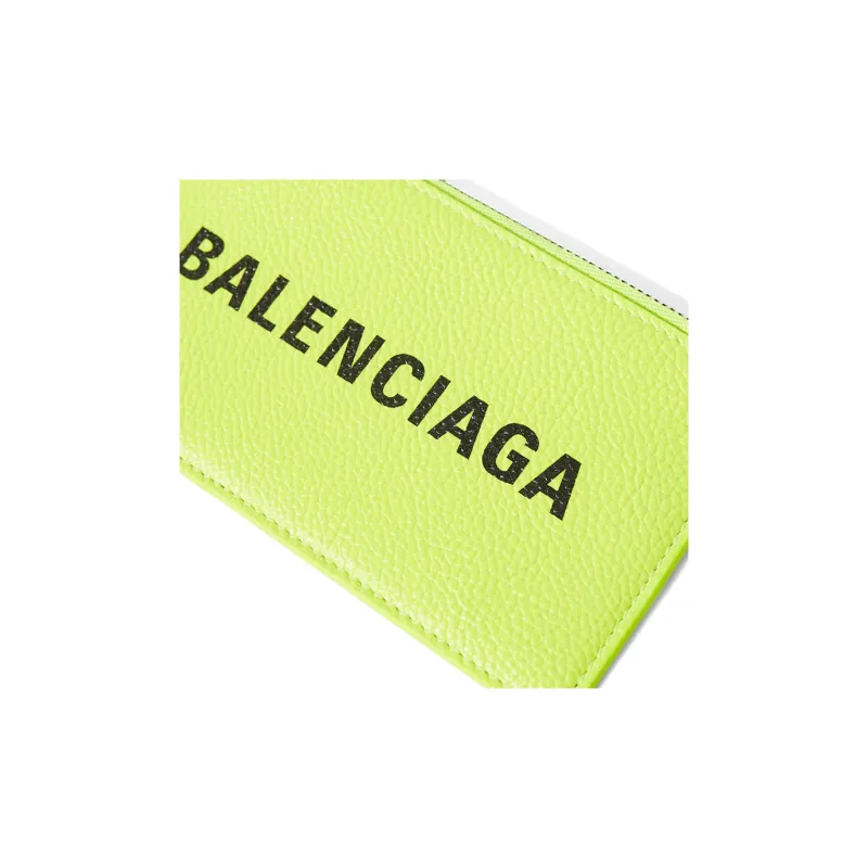Balenciaga Cash Cow Leather Card Clip Card Holder Men's Fluorescent Yellow-3