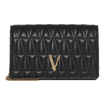 VERSACE Virtus Sheepskin One Shoulder Crossbody Clutches Women's Black