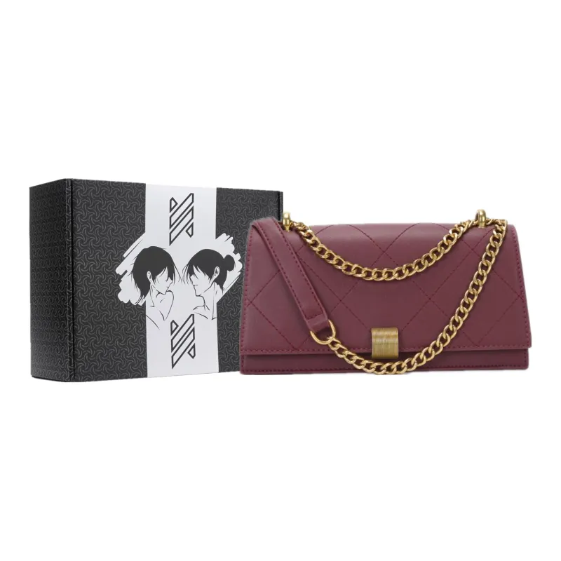NOMK PU Baguette Bag Chain Small Square Bag Shoulder Bag Crossbody Bag Women's Green/Black/Burgundy-16