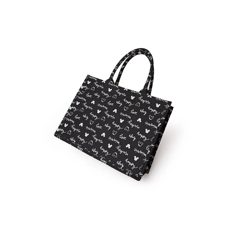 Disney Canvas Canvas Bag Casual Fashion Versatile Korean Style Tote Bag Shopping Bag Handbag Large Size Women's Black-2