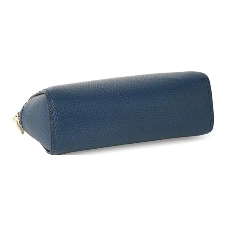 Furla Brava Camelia Leather Clutch Makeup Bag Small Size Women's Blue-4
