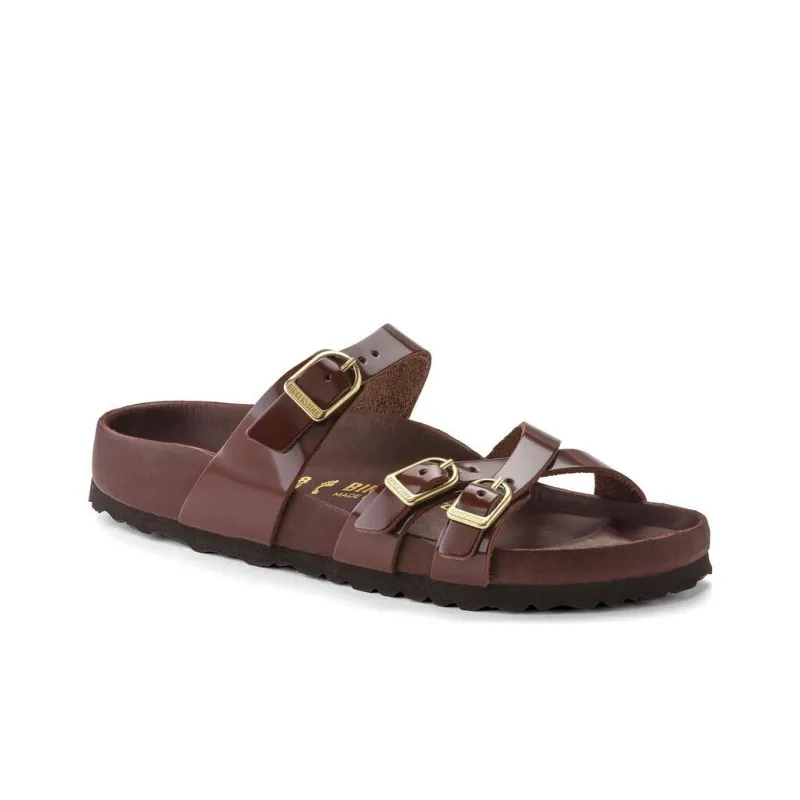 Birkenstock Franca Natural Leather Patent Narrow Fit 'High Shine Chocolate' Women's-1