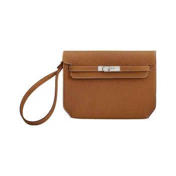 HERMES Kelly Depeches Togo Calfskin Clutch Men's 37 Gold Gold