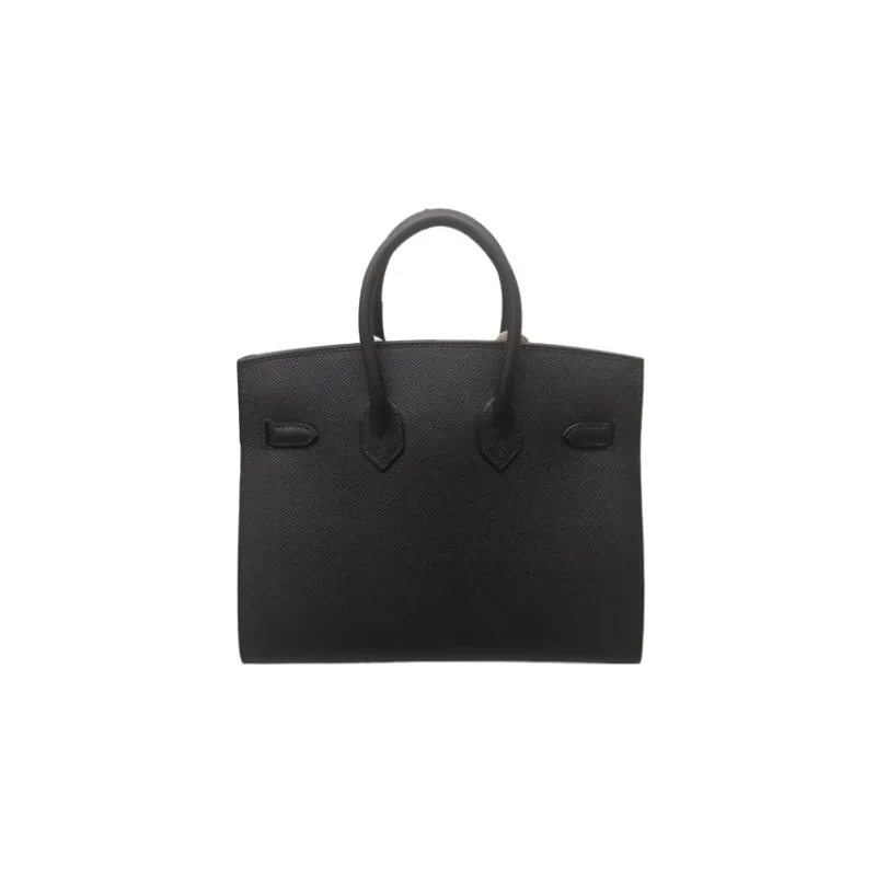 HERMES Birkin Epsom Leather Birkin Bag Handbag External Stitching Women's Noir Black-3