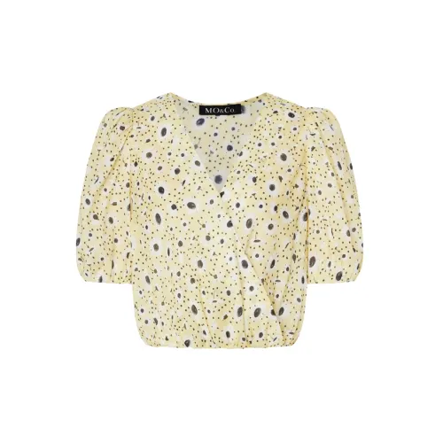 MO&CO Shirts Women's Yellow Base With Small Floral Pattern