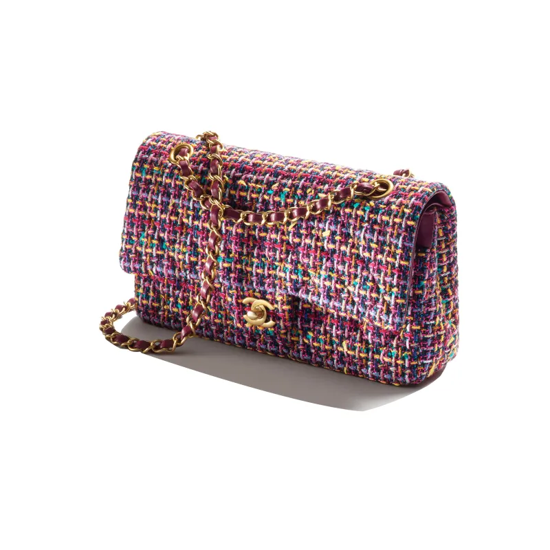 CHANEL Classic Flap CF Wool Twill Soft Woolen Shoulder Bag, Crossbody Bag Women's Multicolor-1