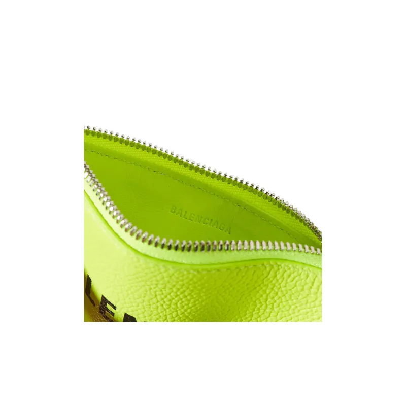 Balenciaga Cash Cow Leather Card Clip Card Holder Men's Fluorescent Yellow-4
