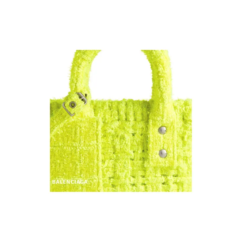 Balenciaga BISTRO Sheepskin Basket Bag Shoulder Bag Crossbody Bag Handbag Extra Small Women's Fluorescent Yellow-5