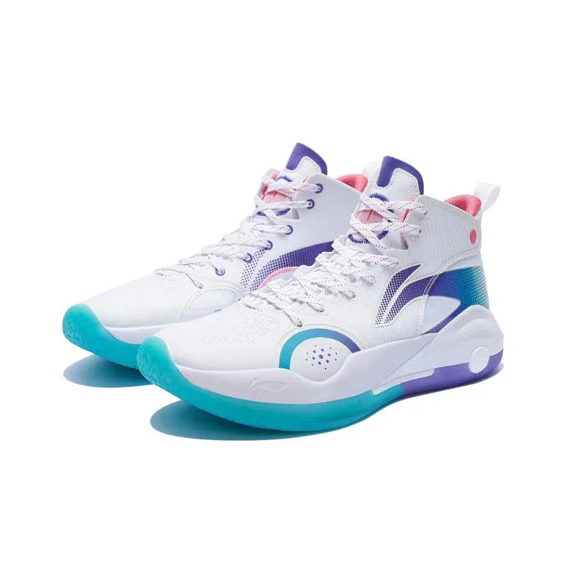 LiNing YuShuai 15 Cushioning Anti Slip And Wear Resistant High Top Basketball Shoes Men's White Blue-2