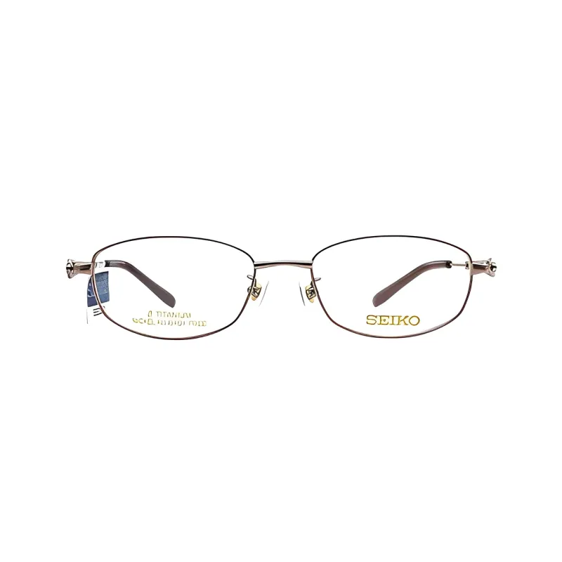 SEIKO Square Eyeglass Frames Women's Gold-1