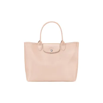 LONGCHAMP Le Pliage City Coated Canvas With Leather Shoulder Bag, Handbag Large Size Women's Beige