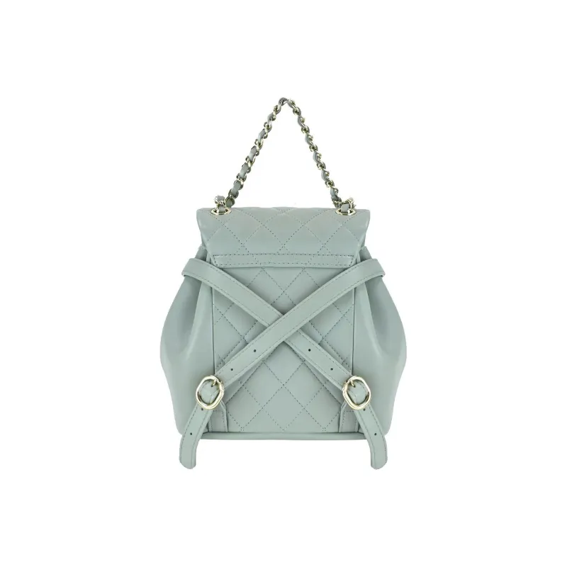 CHANEL Duma Cow Leather Backpack Women's Gray Green-2