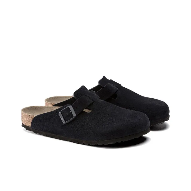 Birkenstock Boston Soft Footbed Suede Leather 'Midnight'-2