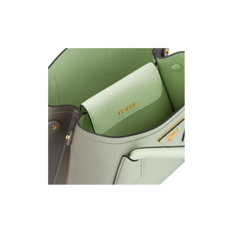 PRADA Leather Tote Bag Shopping Bag Shoulder Bag Crossbody Bag Handbag Mini Women's Gradient Green-5