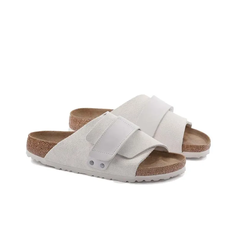 Birkenstock Kyoto Nubuck Suede Leather Narrow Fit Sandals 'Antique White'-2