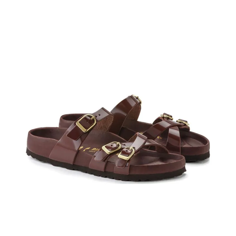 Birkenstock Franca Natural Leather Patent Narrow Fit 'High Shine Chocolate' Women's-2