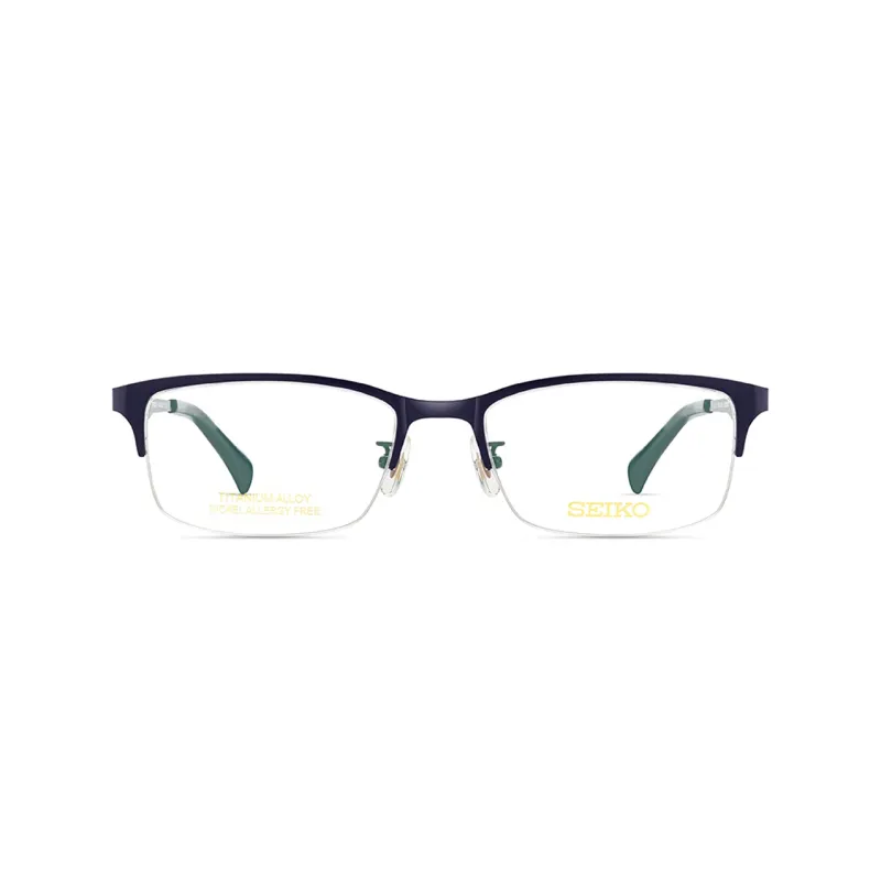 SEIKO Rectangular Eyeglass Frames Men's Dark Blue-1