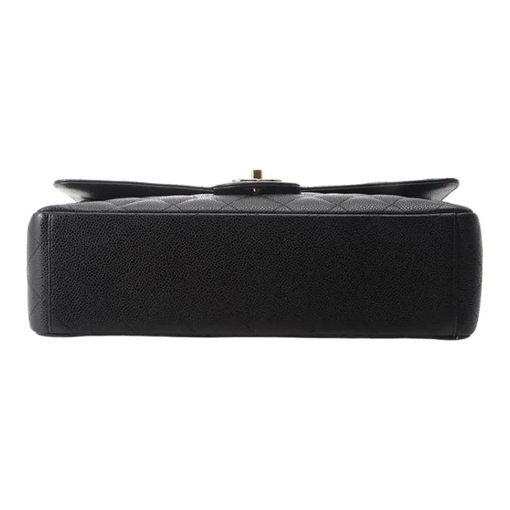 CHANEL Grain Embossed Cow Leather Zippered Crossbody Bag, Shoulder Bag Extra Large Women's Black-4