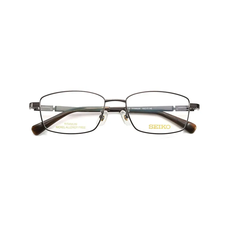 SEIKO Rectangular Eyeglass Frames Men's Brown-3