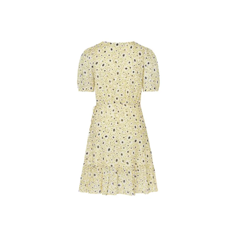 MO&CO Short Sleeved Dresses Women's Yellow With Small Floral-1