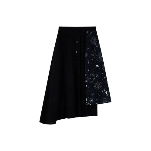 SMEN Casual Long Skirts Women's Black