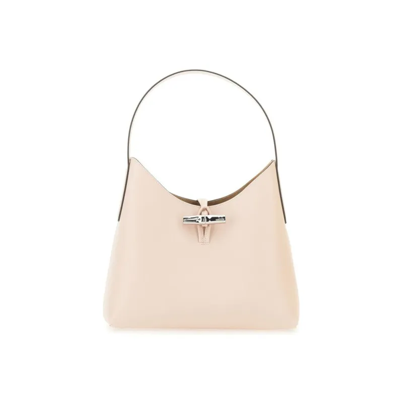 LONGCHAMP Roseau Calfskin Shoulder Bag Handbag Shoulder Bag Medium Size Women's Light Pink-4