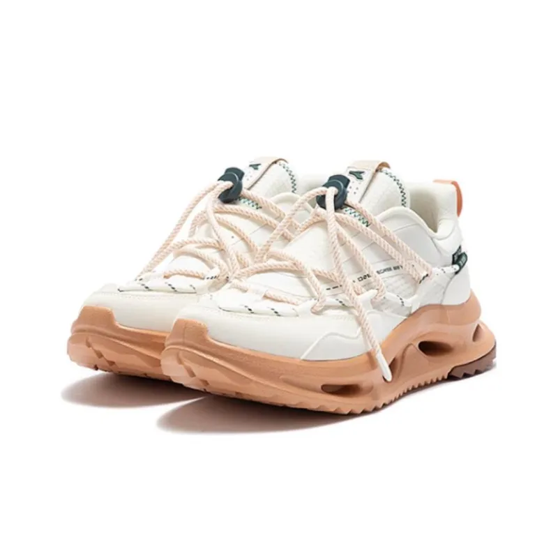 361° Wind Chain Rebound Cushioning Breathable Low Top Running Shoes Men's White Brown Green-1